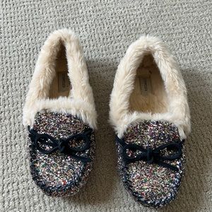 Crewcuts glitter moccasin/slippers